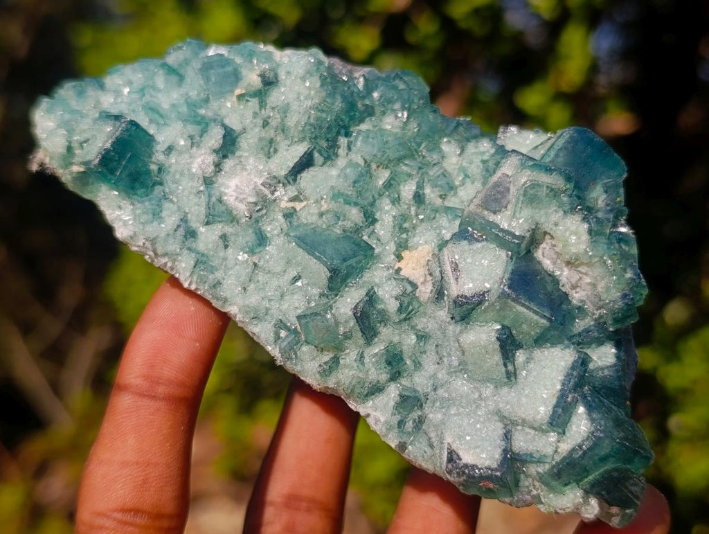 Natural Cabinet Size Green Cubic Fluorite Specimens x 4 From Mandrosonoro, Madagascar - Toprock Gemstones and Minerals 