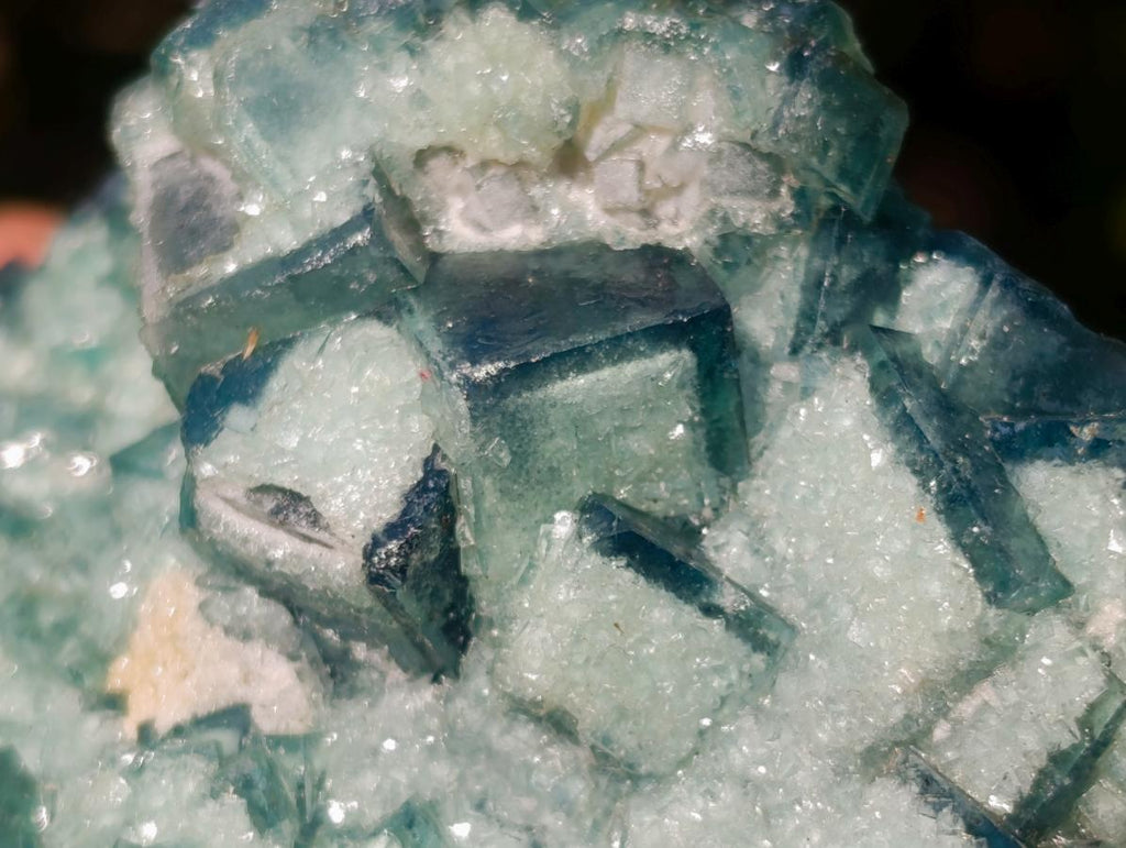 Natural Cabinet Size Green Cubic Fluorite Specimens x 4 From Mandrosonoro, Madagascar - Toprock Gemstones and Minerals 
