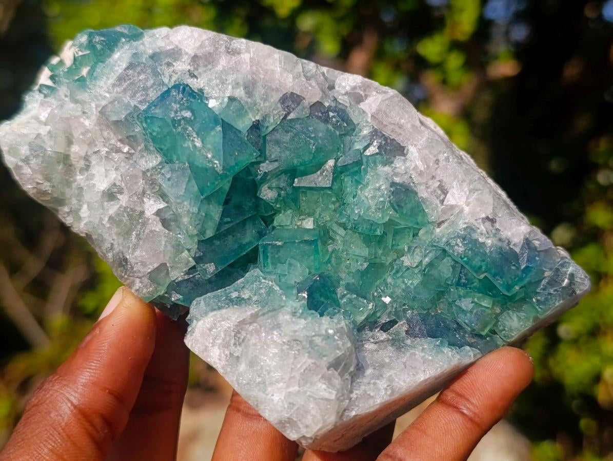 Natural Cabinet Size Green Cubic Fluorite Specimens x 4 From Mandrosonoro, Madagascar - Toprock Gemstones and Minerals 
