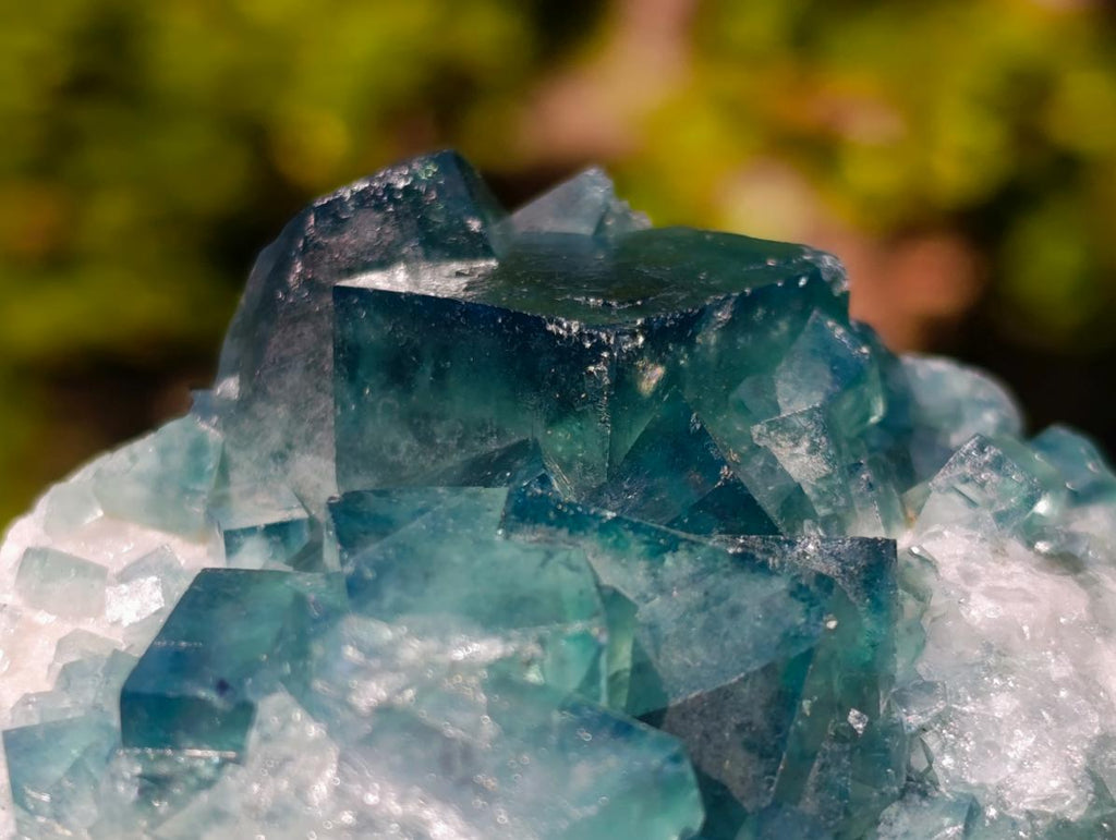 Natural Cabinet Size Green Cubic Fluorite Specimens x 4 From Mandrosonoro, Madagascar - Toprock Gemstones and Minerals 