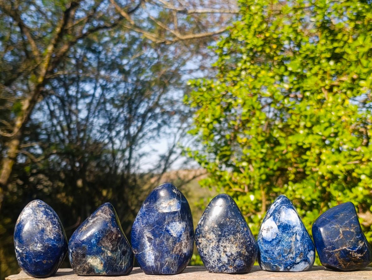 Polished Ultra Rare Dumortierite Standing Display Pieces x 6 From Madagascar - Toprock Gemstones and Minerals 