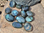 Polished Labradorite Palm Stones x 30 From Madagascar - Toprock Gemstones and Minerals 