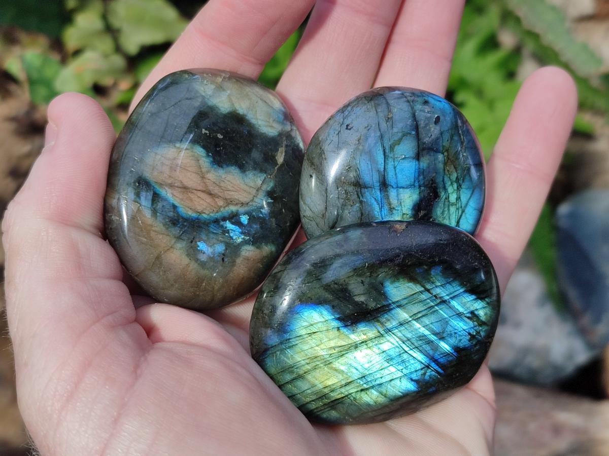 Polished Labradorite Palm Stones x 30 From Madagascar - Toprock Gemstones and Minerals 