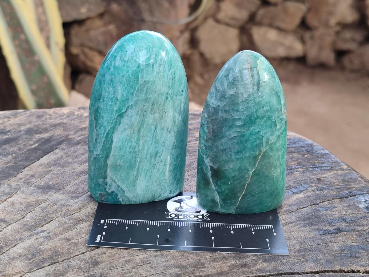 Polished Amazonite Standing Display Pieces x 12 From Madagascar - Toprock Gemstones and Minerals 