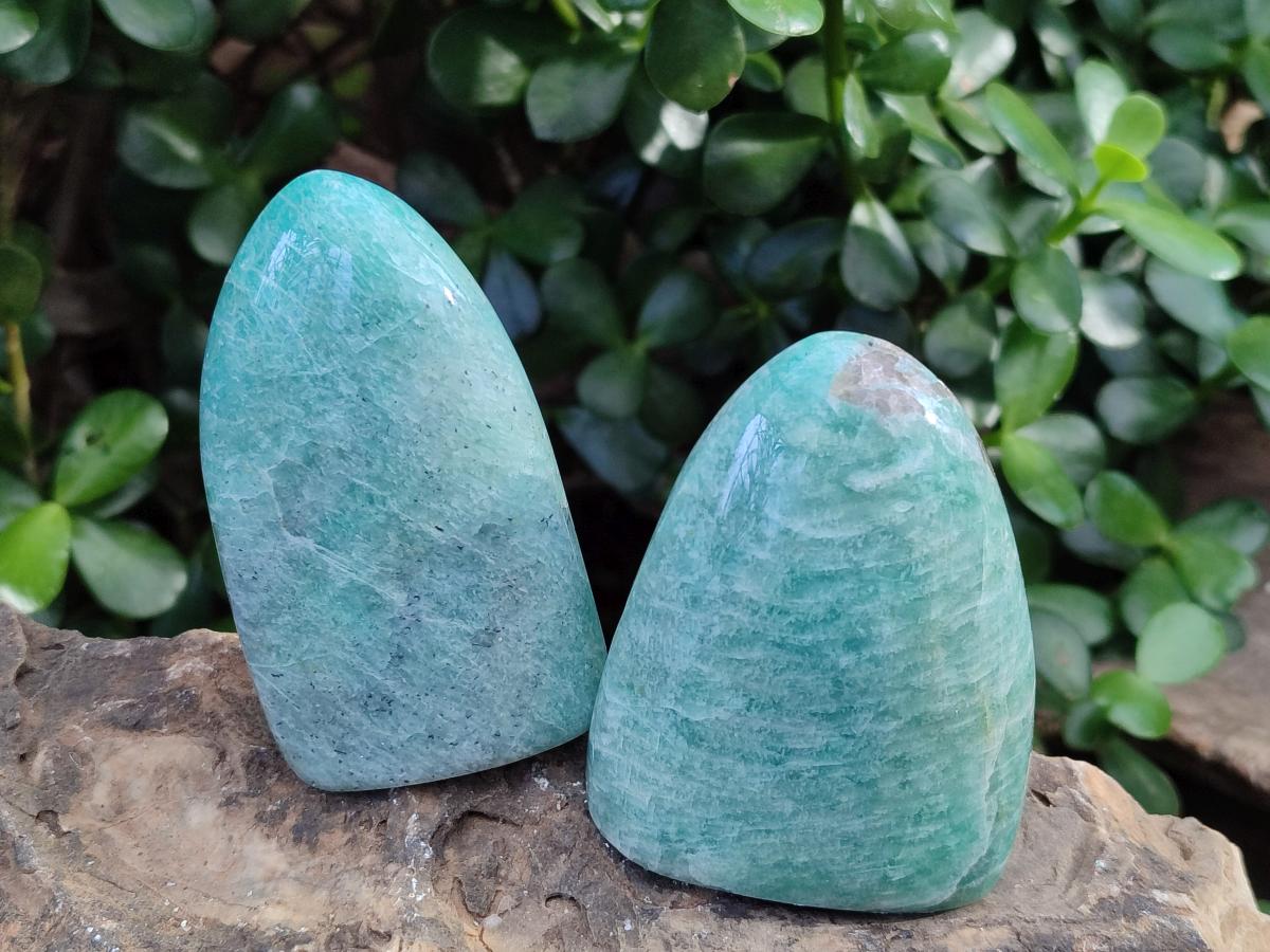 Polished Amazonite Standing Display Pieces x 12 From Madagascar - Toprock Gemstones and Minerals 