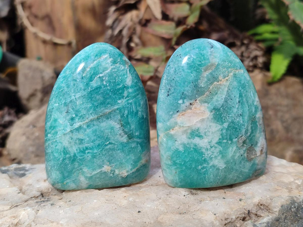 Polished Amazonite Standing Display Pieces x 12 From Madagascar - Toprock Gemstones and Minerals 