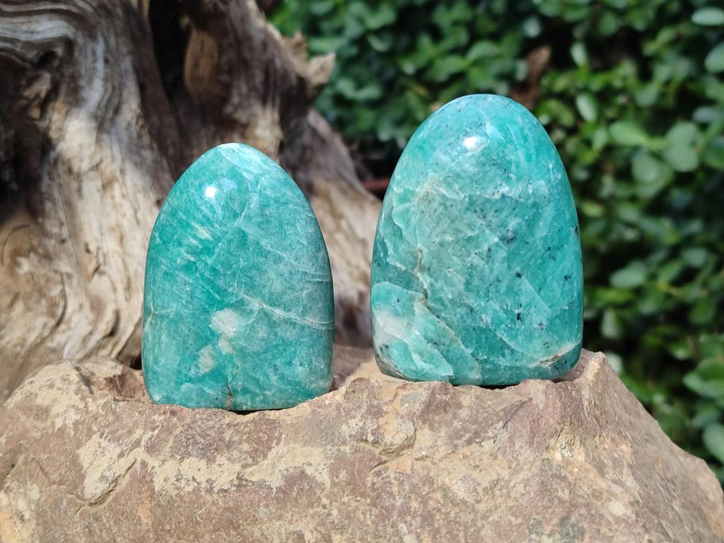 Polished Amazonite Standing Display Pieces x 12 From Madagascar - Toprock Gemstones and Minerals 