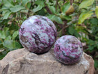 Polished Rubellite Pink Tourmaline Spheres x 2 From Ambatondrazaka, Madagascar - Toprock Gemstones and Minerals 