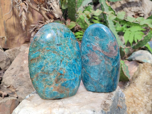 Polished Blue Apatite Standing Display Pieces x 3 From Betroka, Madagascar - Toprock Gemstones and Minerals 