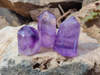 Polished Smokey Window Amethyst Crystals x 12 From Akansobe, Madagascar - Toprock Gemstones and Minerals 
