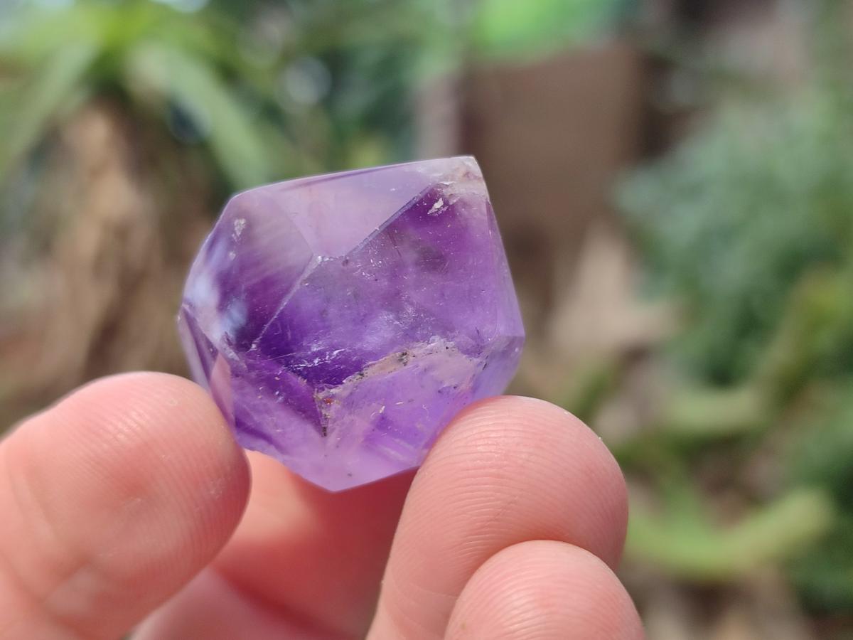 Polished Smokey Window Amethyst Crystals x 12 From Akansobe, Madagascar - Toprock Gemstones and Minerals 