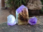 Polished Smokey Window Amethyst Crystals x 12 From Akansobe, Madagascar - Toprock Gemstones and Minerals 