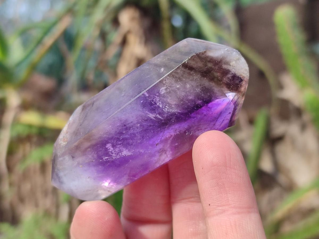 Polished Smokey Window Amethyst Crystals x 12 From Akansobe, Madagascar - Toprock Gemstones and Minerals 
