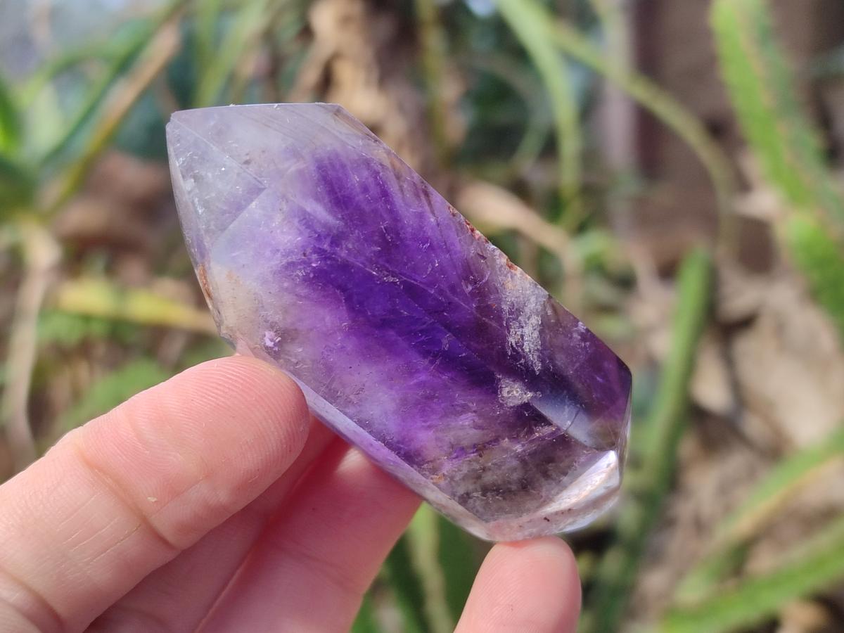 Polished Smokey Window Amethyst Crystals x 12 From Akansobe, Madagascar - Toprock Gemstones and Minerals 