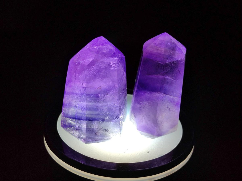 Polished Smokey Window Amethyst Crystals x 12 From Akansobe, Madagascar - Toprock Gemstones and Minerals 