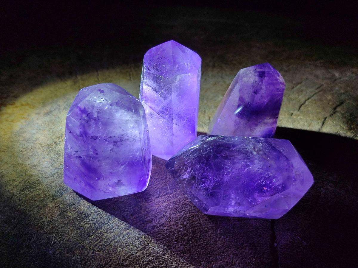 Polished Smokey Window Amethyst Crystals x 12 From Akansobe, Madagascar - Toprock Gemstones and Minerals 