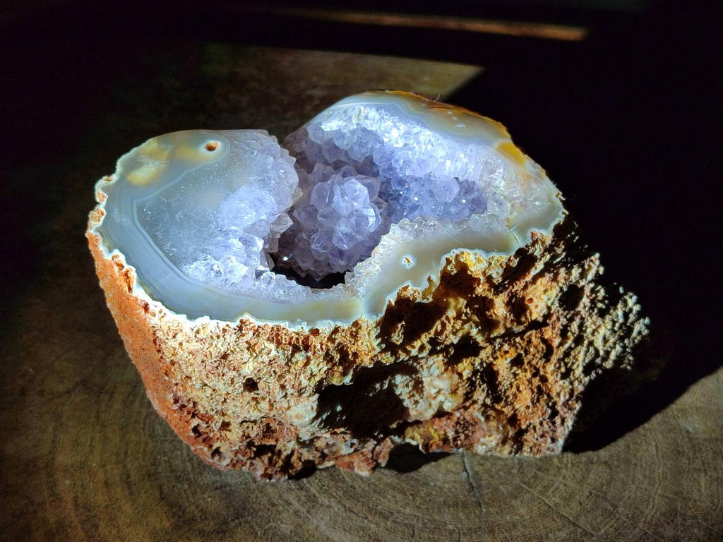 Polished One Side Agate Amethyst Geode with Ball Flower Formation x 1 From Maintirano, Madagascar - Toprock Gemstones and Minerals 