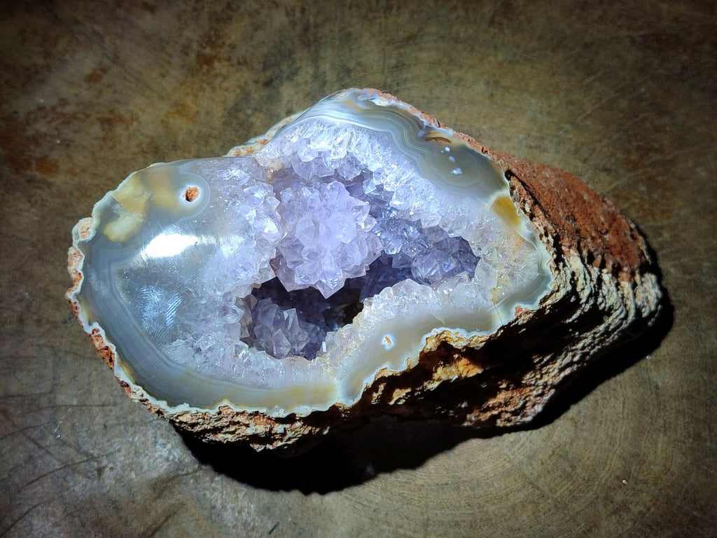 Polished One Side Agate Amethyst Geode with Ball Flower Formation x 1 From Maintirano, Madagascar - Toprock Gemstones and Minerals 