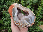 Polished One Side Agate Amethyst Geode with Ball Flower Formation x 1 From Maintirano, Madagascar - Toprock Gemstones and Minerals 