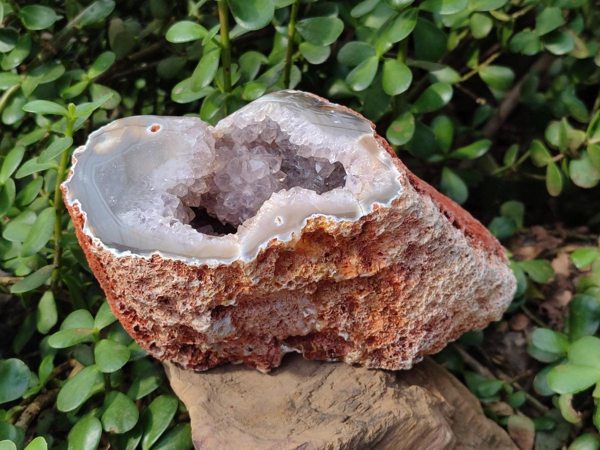 Polished One Side Agate Amethyst Geode with Ball Flower Formation x 1 From Maintirano, Madagascar - Toprock Gemstones and Minerals 