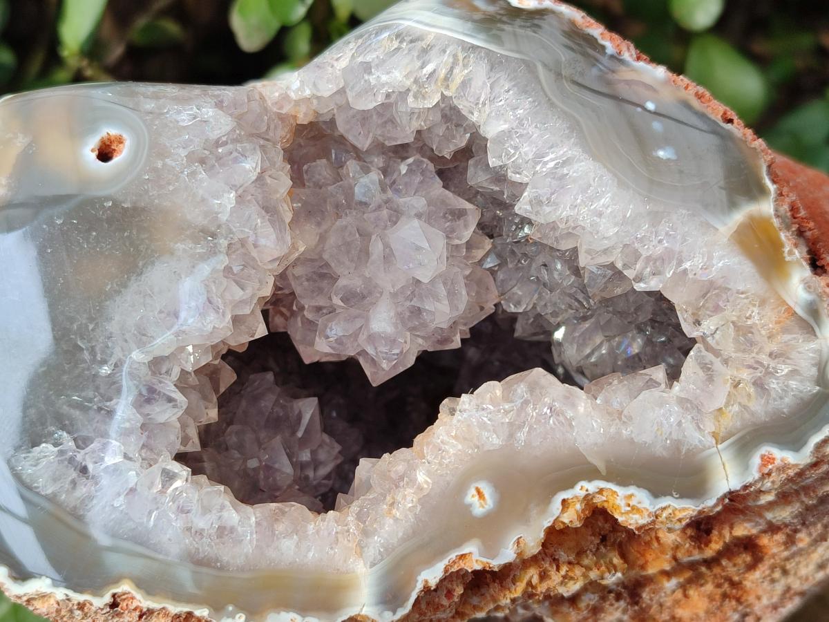 Polished One Side Agate Amethyst Geode with Ball Flower Formation x 1 From Maintirano, Madagascar - Toprock Gemstones and Minerals 