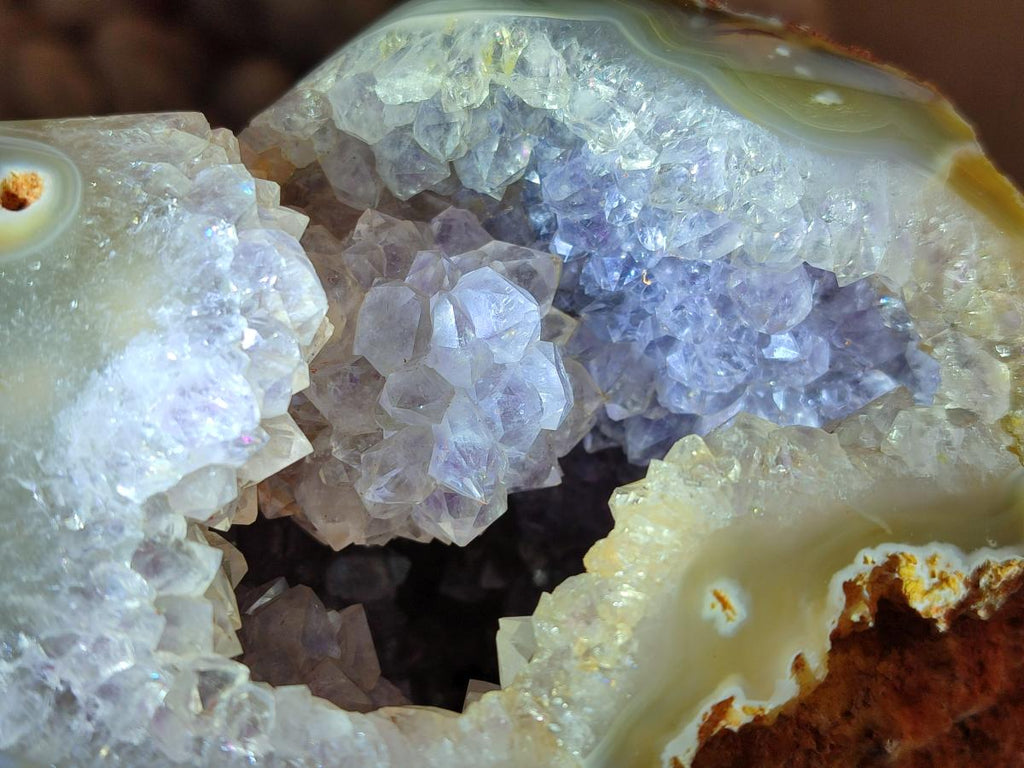 Polished One Side Agate Amethyst Geode with Ball Flower Formation x 1 From Maintirano, Madagascar - Toprock Gemstones and Minerals 