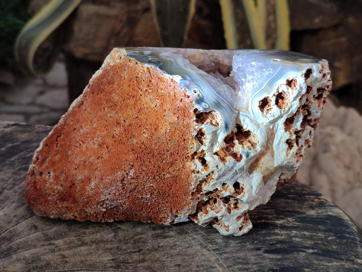 Polished One Side Agate Amethyst Geode with Ball Flower Formation x 1 From Maintirano, Madagascar - Toprock Gemstones and Minerals 