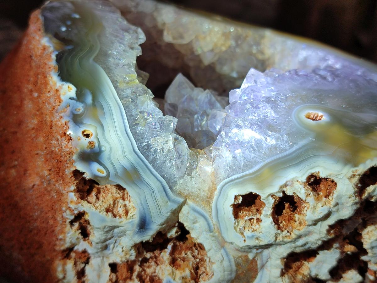 Polished One Side Agate Amethyst Geode with Ball Flower Formation x 1 From Maintirano, Madagascar - Toprock Gemstones and Minerals 