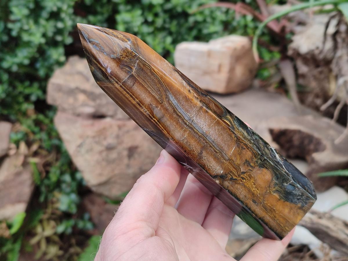 Polished Golden Tigers Eye Display Crystals x 4 From Prieska, South Africa - Toprock Gemstones and Minerals 
