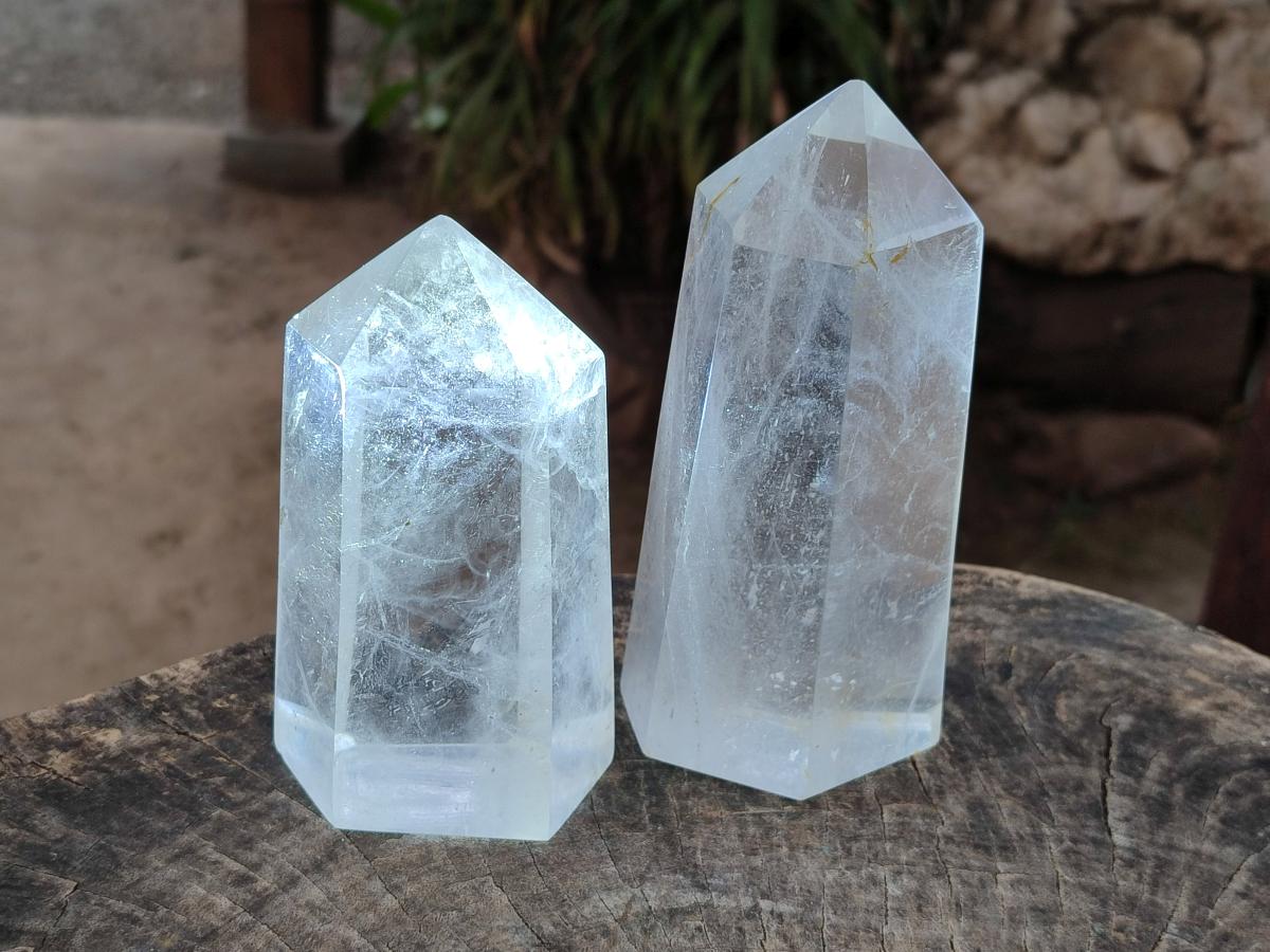 Polished Clear Quartz Display Crystals x 2 From Madagascar - Toprock Gemstones and Minerals 