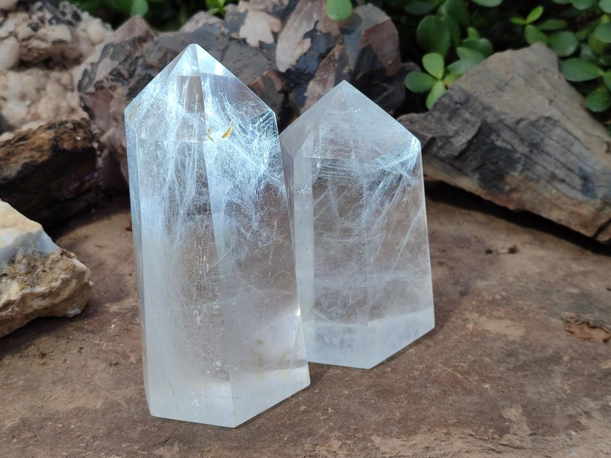 Polished Clear Quartz Display Crystals x 2 From Madagascar - Toprock Gemstones and Minerals 