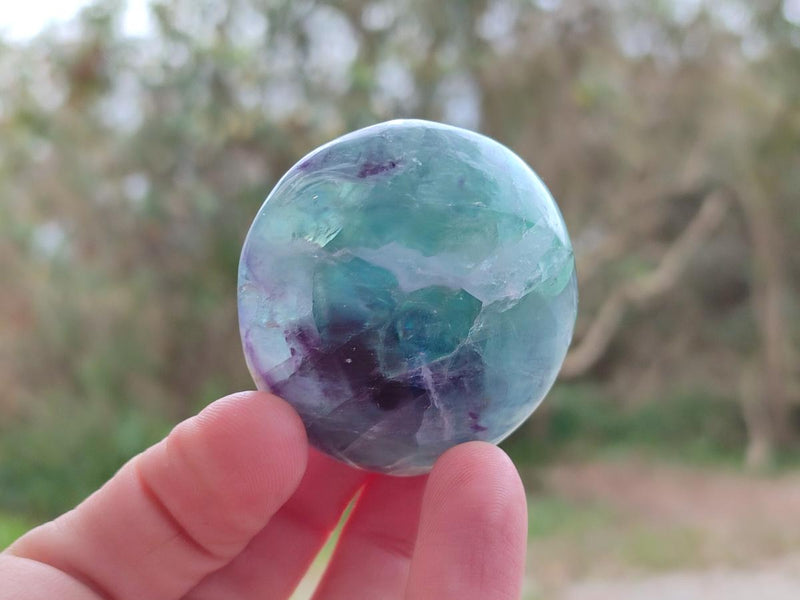 Polished Watermelon Fluorite Palm Stones x 12 From Uis, Namibia - Toprock Gemstones and Minerals 