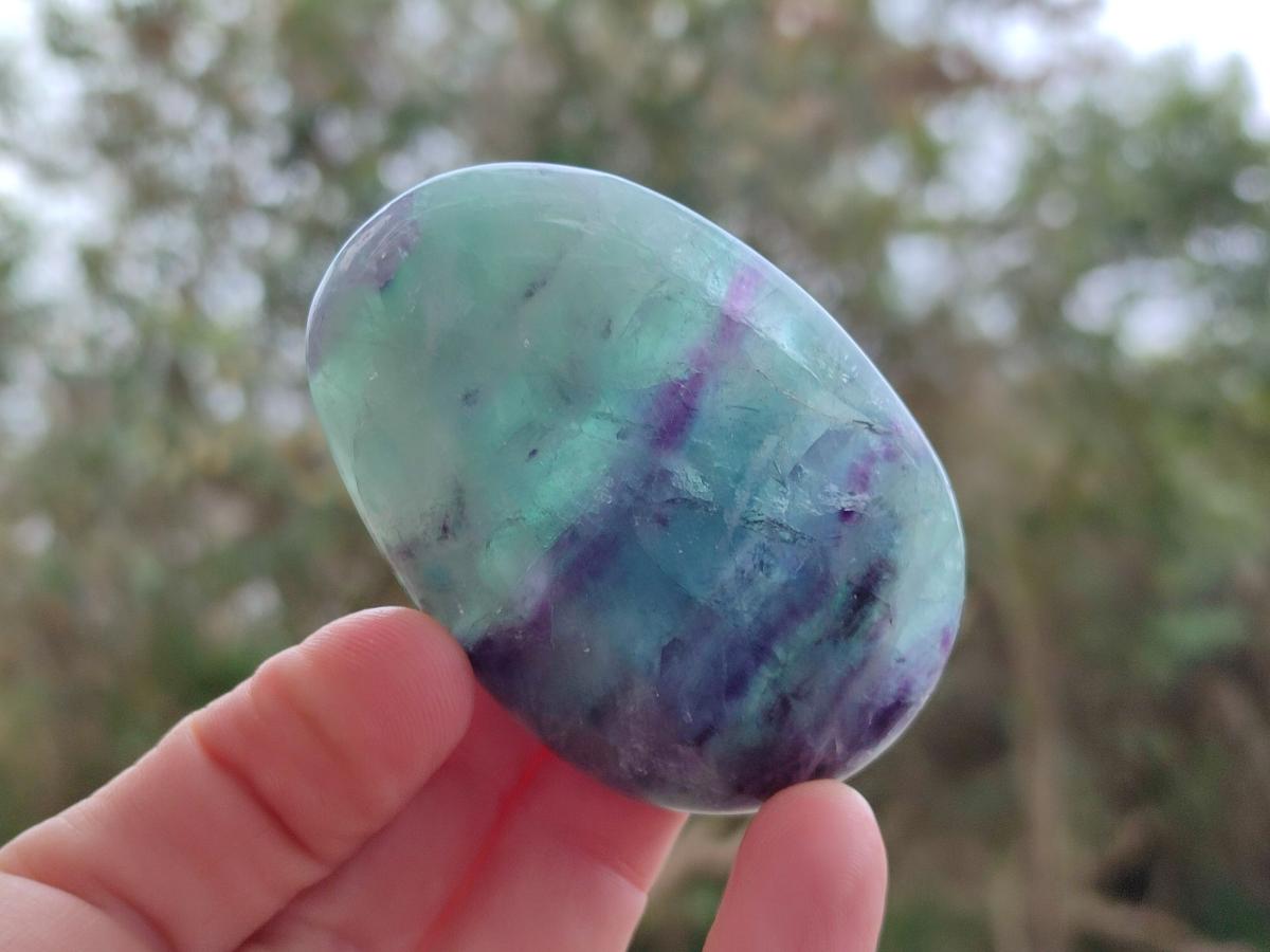 Polished Watermelon Fluorite Palm Stones x 12 From Uis, Namibia - Toprock Gemstones and Minerals 