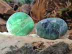 Polished Watermelon Fluorite Palm Stones x 12 From Uis, Namibia - Toprock Gemstones and Minerals 