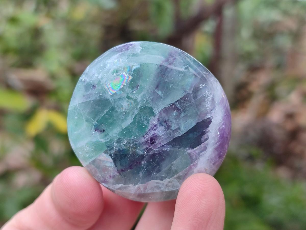 Polished Watermelon Fluorite Palm Stones x 12 From Uis, Namibia - Toprock Gemstones and Minerals 