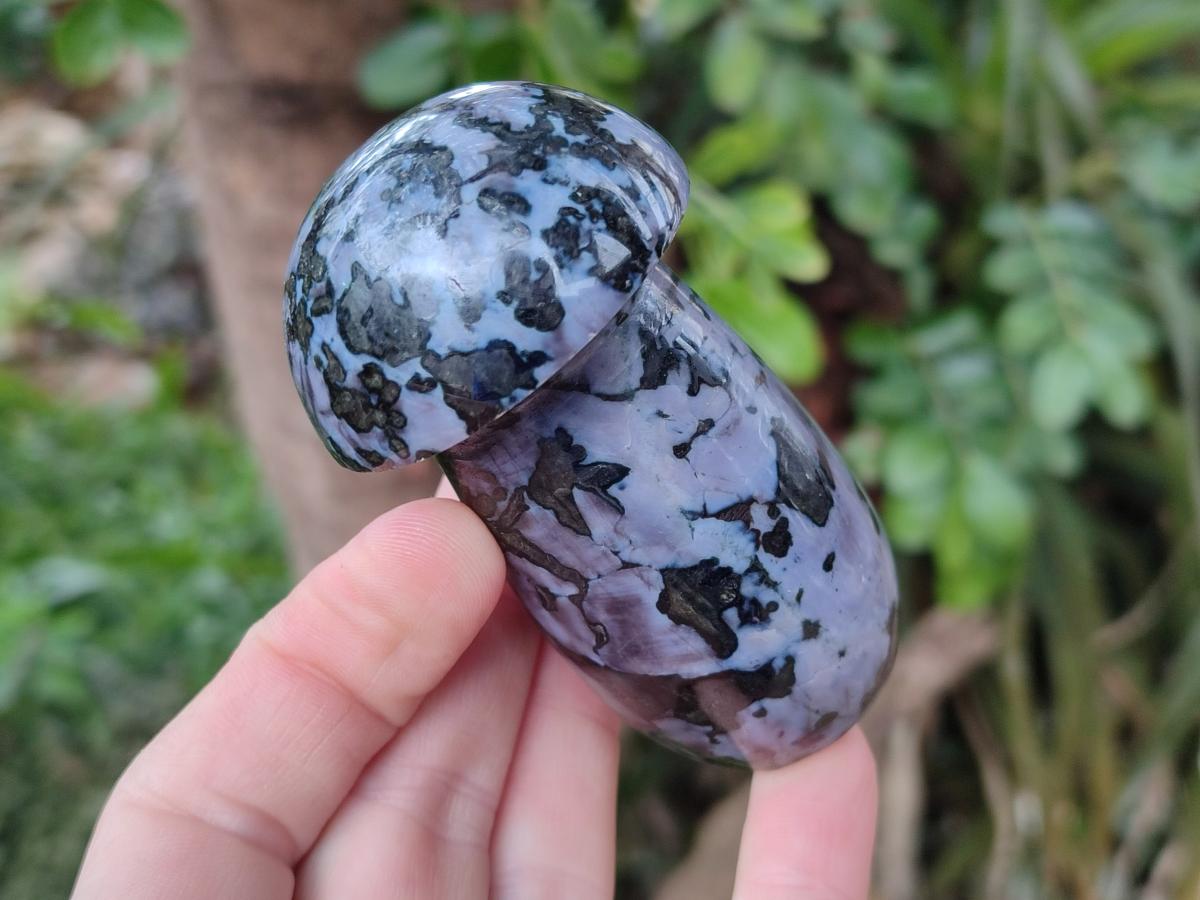Polished Gabbro 'Merlinite' Mushrooms x 12 From Ambatofinandrahana, Madagascar - Toprock Gemstones and Minerals 