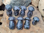 Polished Gabbro 'Merlinite' Mushrooms x 12 From Ambatofinandrahana, Madagascar - Toprock Gemstones and Minerals 