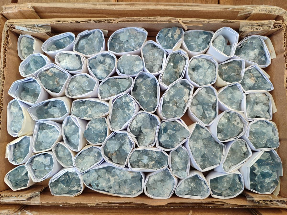 Natural Small Blue Celestite Specimens x 56 From Sakoany, Madagascar - Toprock Gemstones and Minerals 