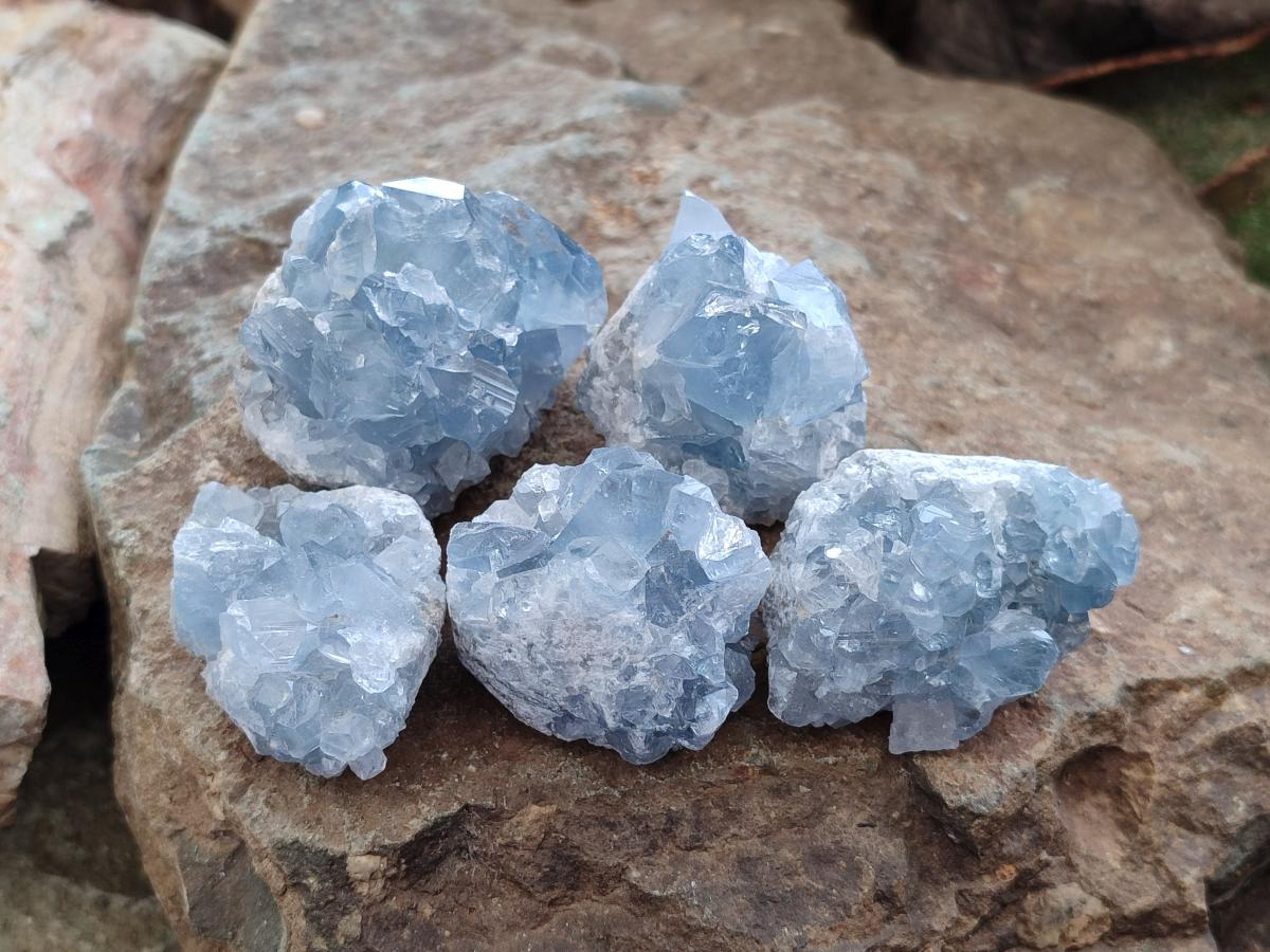 Natural Small Blue Celestite Specimens x 56 From Sakoany, Madagascar - Toprock Gemstones and Minerals 