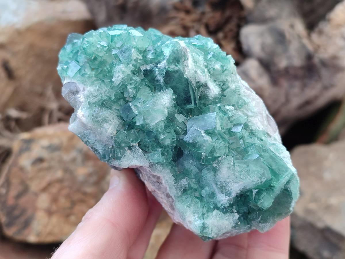 Natural Cabinet Size Green Cubic Fluorite Specimens x 3 From Mandrosonoro, Madagascar - Toprock Gemstones and Minerals 