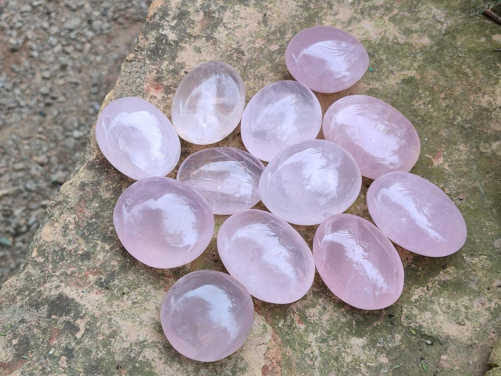 Polished Gemmy Rose Quartz Palm Stones x 20 From Madagascar - Toprock Gemstones and Minerals 