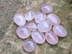 Polished Gemmy Rose Quartz Palm Stones x 20 From Madagascar - Toprock Gemstones and Minerals 