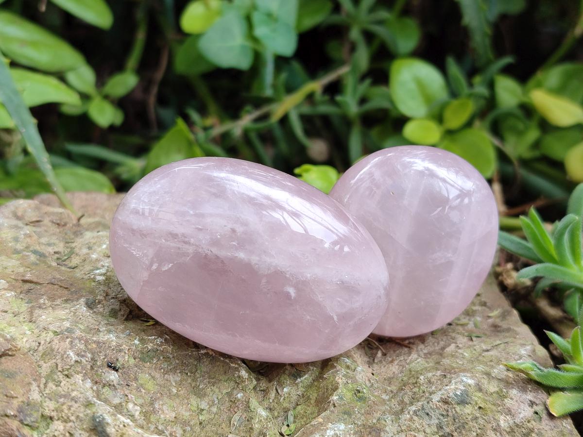 Polished Gemmy Rose Quartz Palm Stones x 20 From Madagascar - Toprock Gemstones and Minerals 
