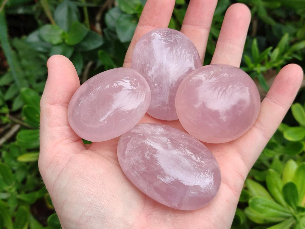 Polished Gemmy Rose Quartz Palm Stones x 20 From Madagascar - Toprock Gemstones and Minerals 