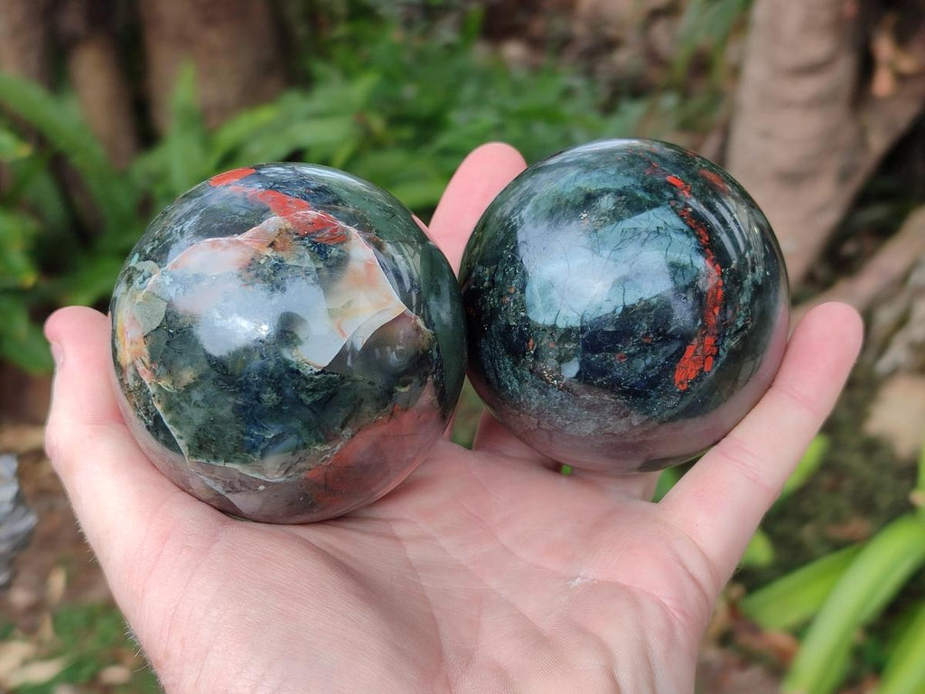 Polished Bloodstone Spheres x 3 From Swaziland - Toprock Gemstones and Minerals 