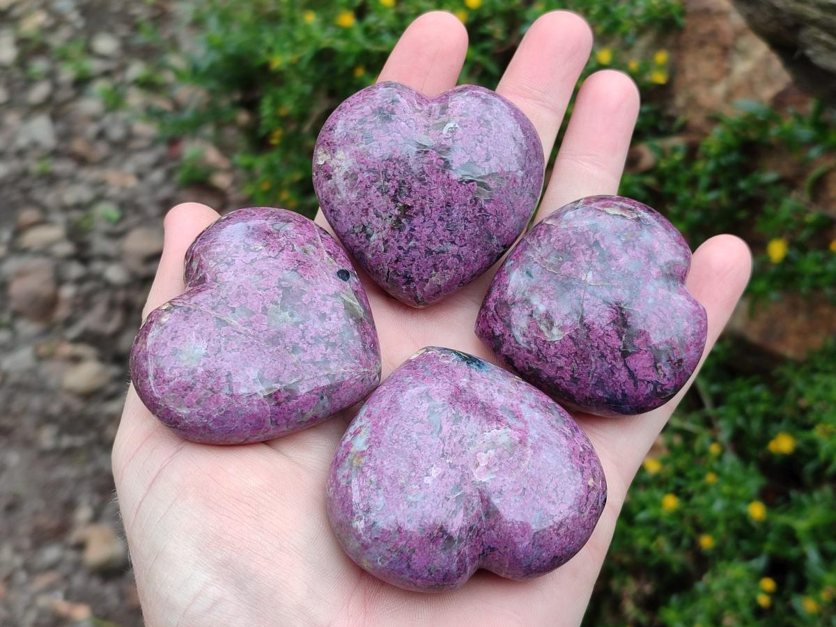 Polished Rubellite Pink Tourmaline Hearts x 12 From Ambatondrazaka, Madagascar - Toprock Gemstones and Minerals 
