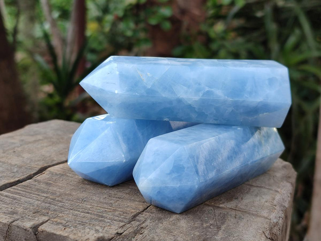 Polished Blue Calcite Display Crystals x 6 From Madagascar - Toprock Gemstones and Minerals 