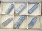 Polished Blue Calcite Display Crystals x 6 From Madagascar - Toprock Gemstones and Minerals 