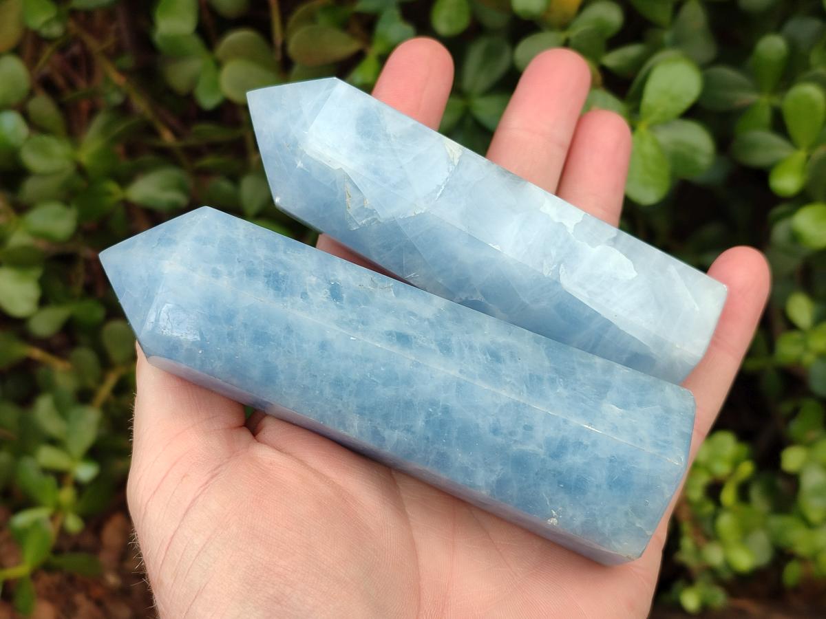 Polished Blue Calcite Display Crystals x 6 From Madagascar - Toprock Gemstones and Minerals 