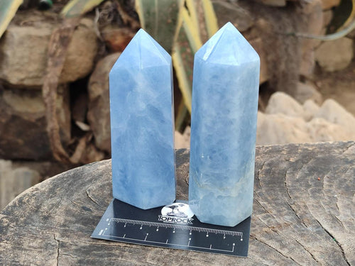 Polished Blue Calcite Display Crystals x 6 From Madagascar - Toprock Gemstones and Minerals 